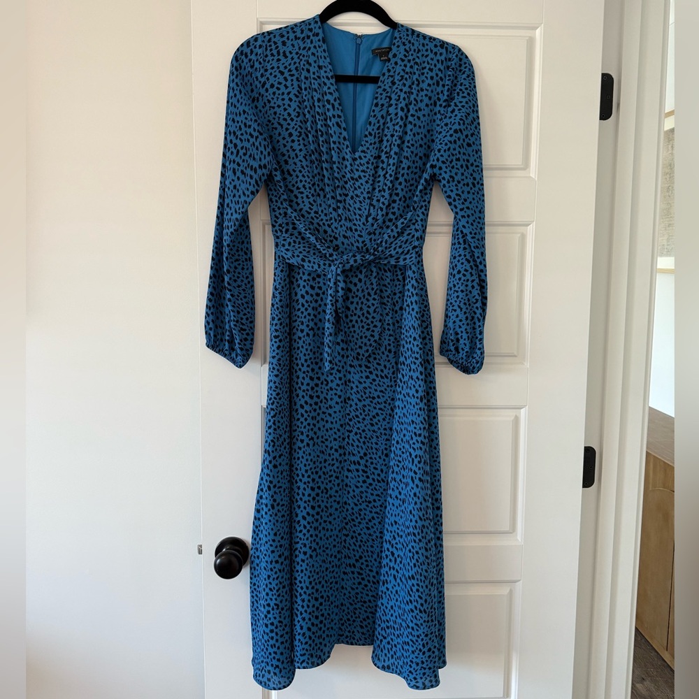 Ann Taylor Blue Long Sleeve Dress